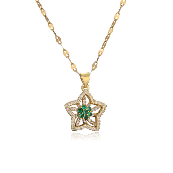 Collar De Flor Verde De Circonita - Imagen 3