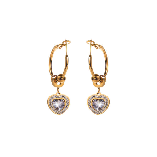 Aretes De Aro De Corazón De Acero Titanio