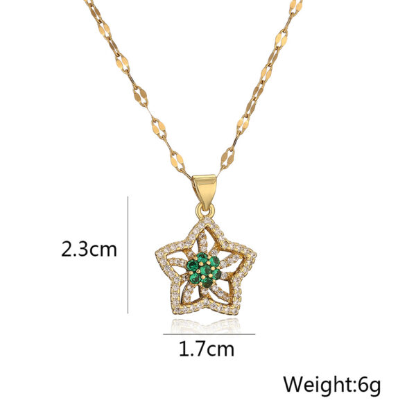 Collar De Flor Verde De Circonita - Imagen 4