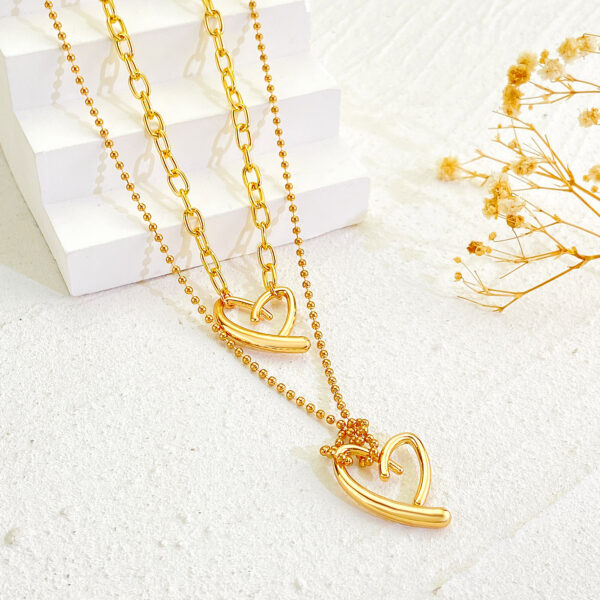 Collar De Doble Capa Dorado Love