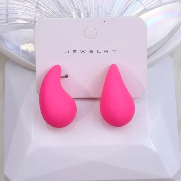 Aretes De Gota De Color Fiusha