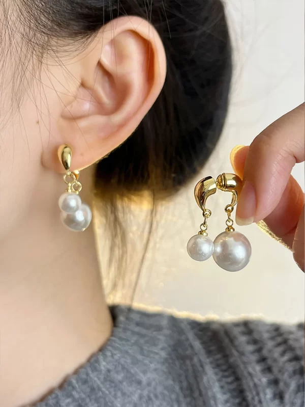 Aretes Elegantes Dorados Con Perla