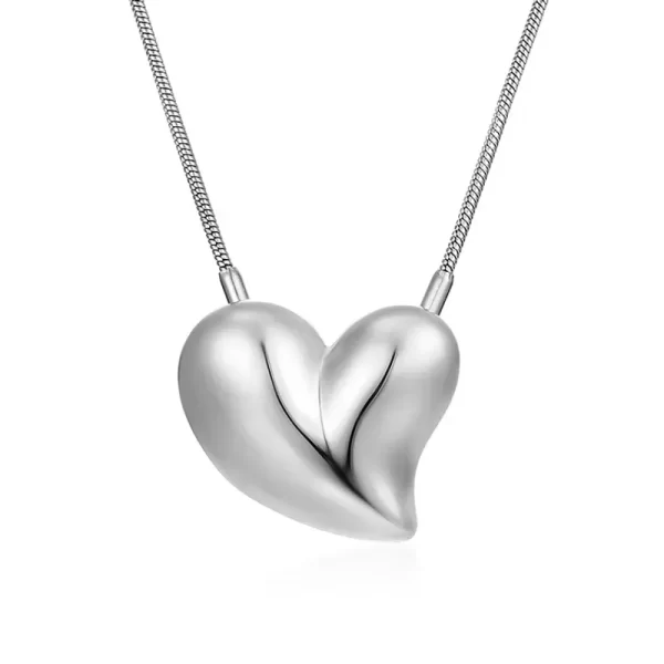 Collar Dulce Corazón Plateado Acero Inoxidable