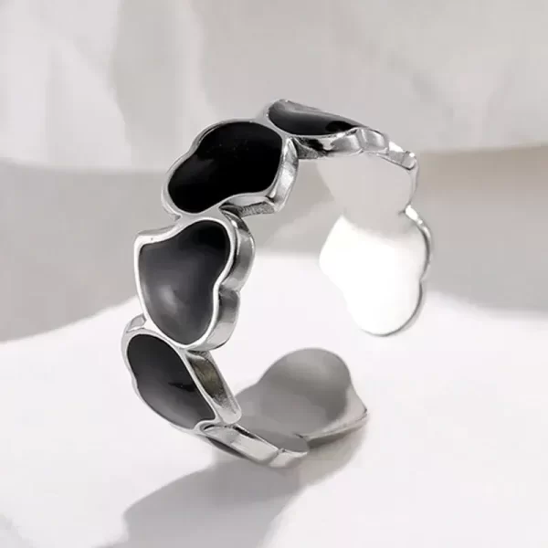 Anillo Love Negro Acero Inoxidable