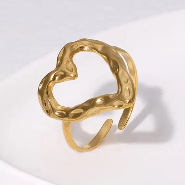 Anillo Corazón Dorado Acero Inoxidable