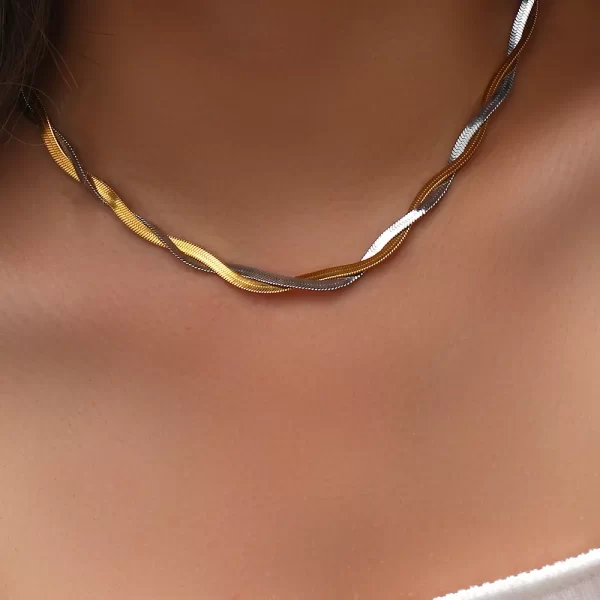 Collar Dorado Cadena De Serpiente - Imagen 2