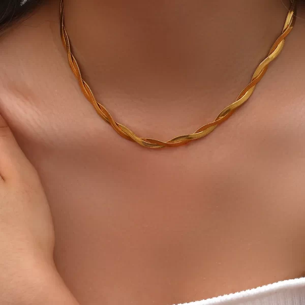 Collar Dorado Cadena De Serpiente - Imagen 3