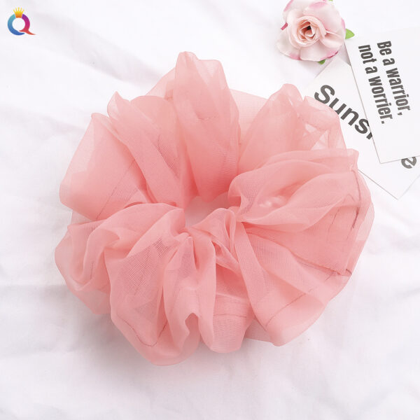 Scrunchies Grande Plisado De Color Rosa