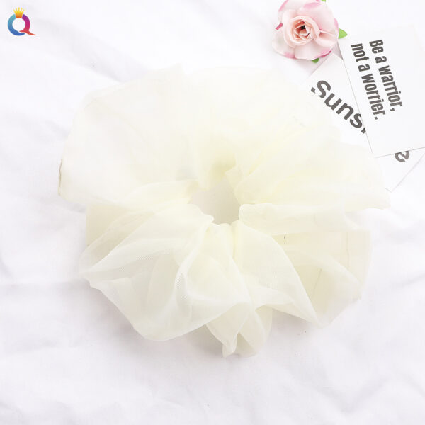 Scrunchie Grande Plisado De Color Blanco