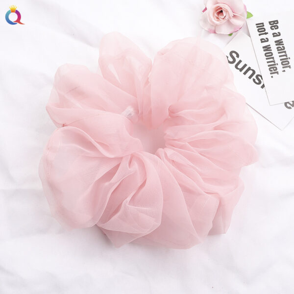 Scrunchie Grande Plisado De Color Rosa