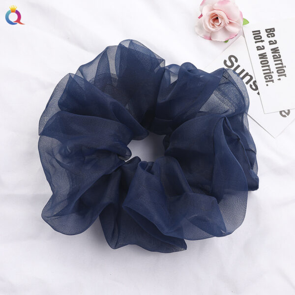 Scrunchie Grande Plisado De Color Azul