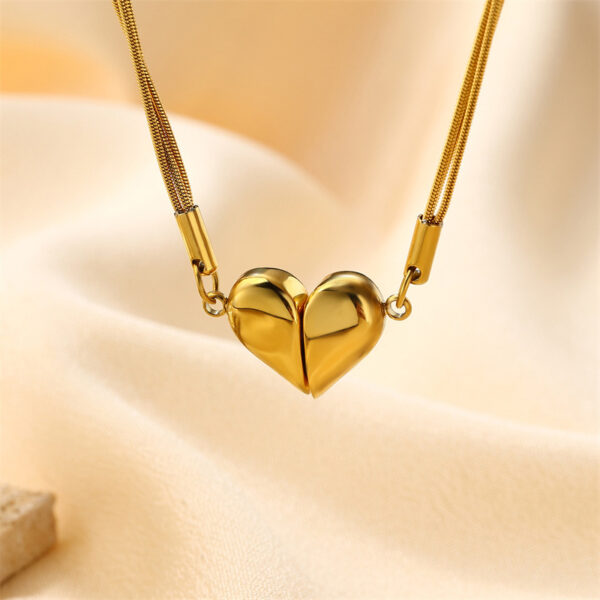 Collar Dulce Corazón Dorado Chapado En Oro - Imagen 5