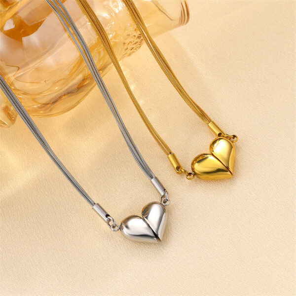 Collar Dulce Corazón Dorado Chapado En Oro - Imagen 3