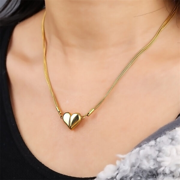 Collar Dulce Corazón Dorado Chapado En Oro - Imagen 2