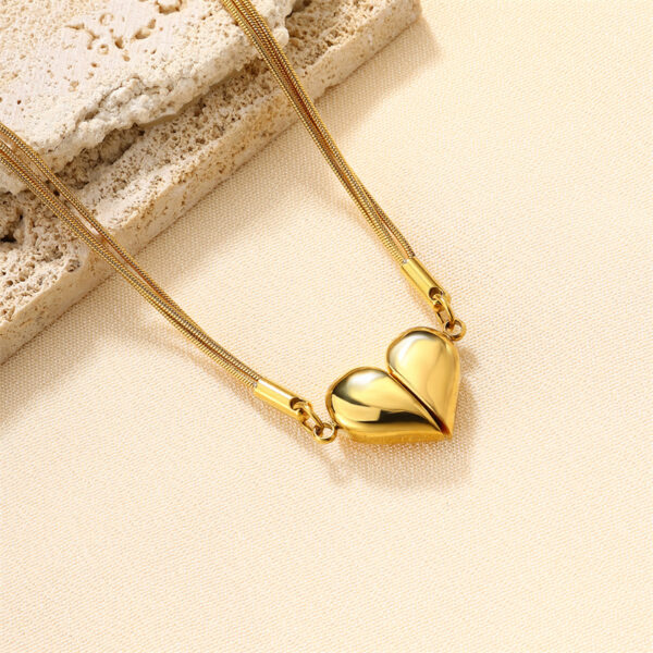 Collar Dulce Corazón Dorado Chapado En Oro