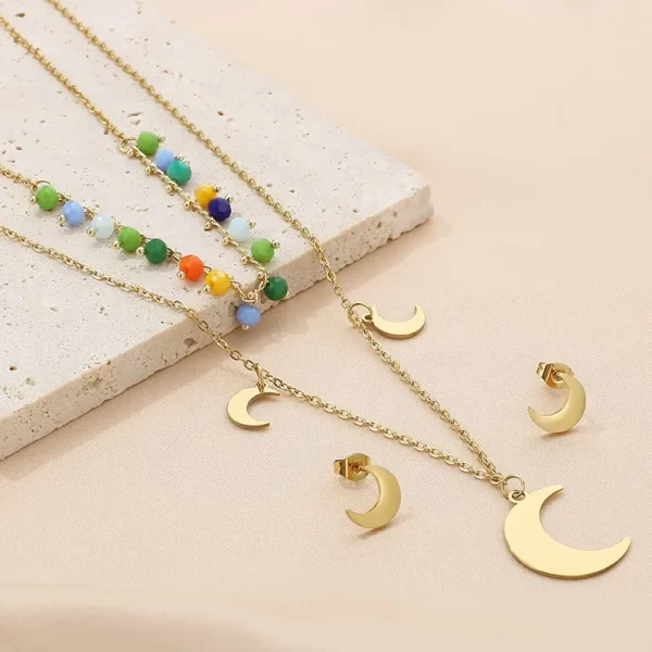 Set De Collar Multicapa De Luna