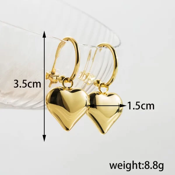 Aretes De Corazón Chapado En Oro - Imagen 3