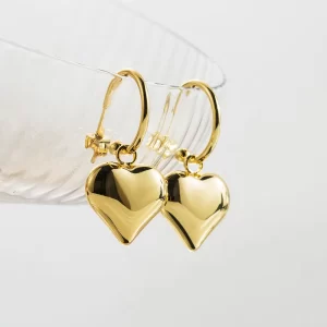 Aretes De Corazón Chapado En Oro
