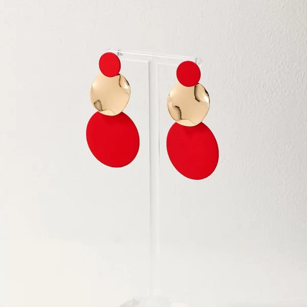 Aretes De Ronda Rojos - Imagen 3