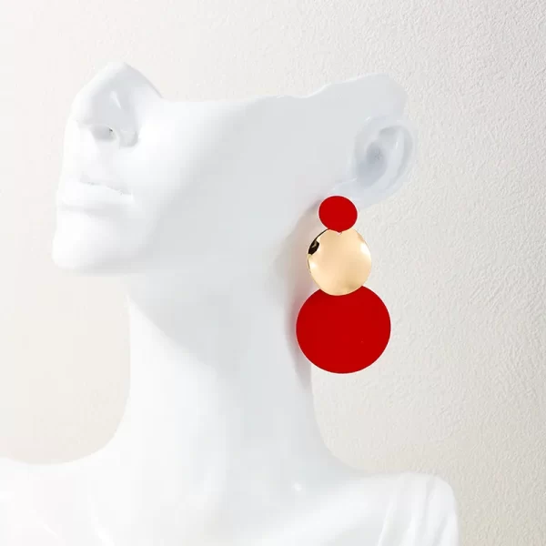 Aretes De Ronda Rojos - Imagen 2