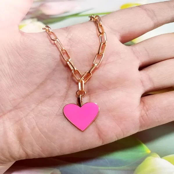 Collar De Corazón Fiusa Esmaltado
