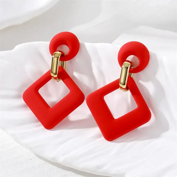 Pendientes Rojo Rombo de Resina