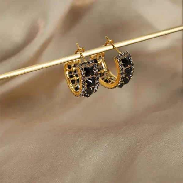 Aretes Estilo Simple Geométrico Acero Titanio Circón Chapado en Oro De 18 Quilates - Imagen 2