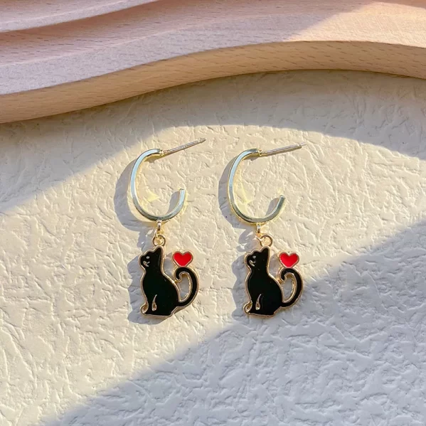 Aretes De Gatito Negro
