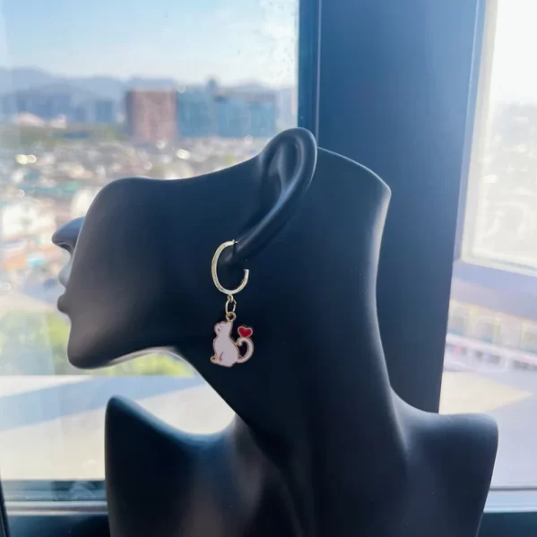 Aretes De Gatito Blanco - Imagen 2