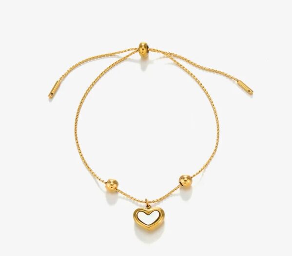 Pulsera De Corazón Blanco Chapados en oro de 18k