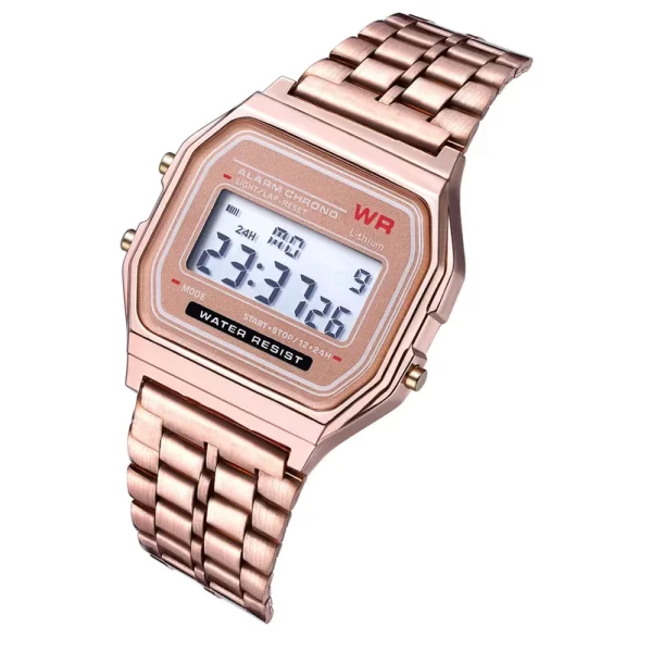 Reloj Urbano Oro Rosa de Doble Cara Electrónico Unisex