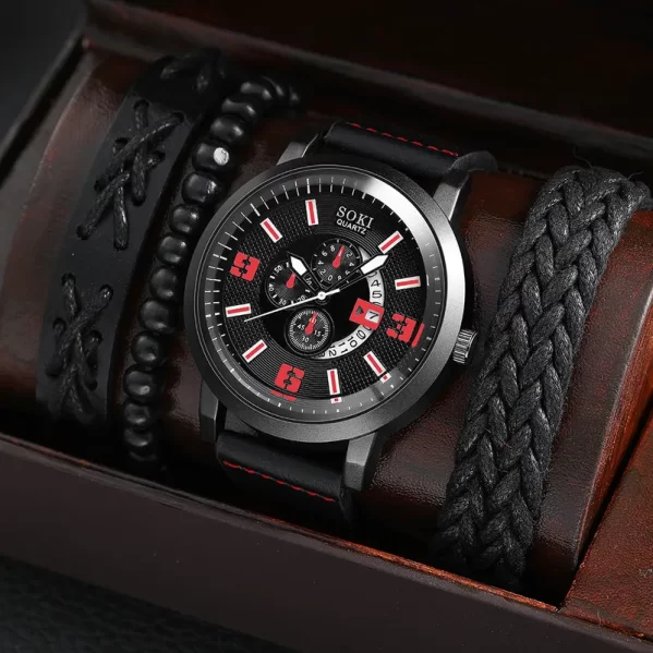 Reloj Hombre Rojo Aleación Cuero Sintético