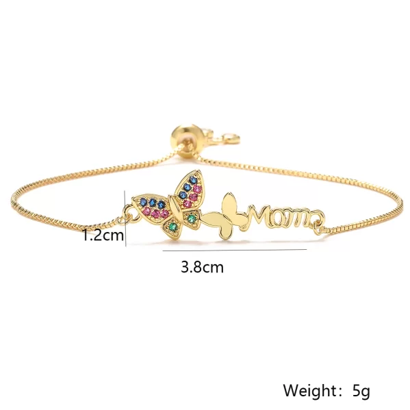 Pulsera Mamá Mariposa Chapado En Oro - Imagen 3