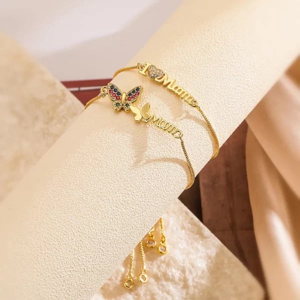 Pulsera Ilove Mariposa Chapado En Oro - Imagen 2