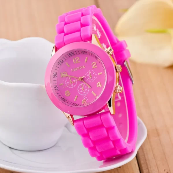 Reloj De Mujer Rosa Rosa Color Sólido Hebilla