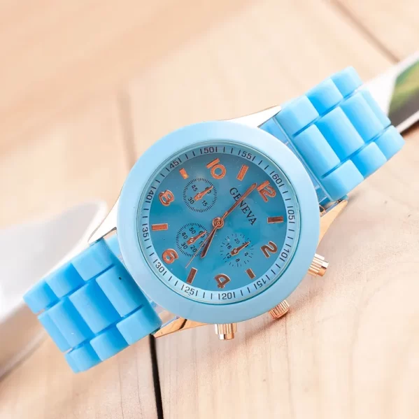 Reloj De Mujer Azul Claro Color Sólido Hebilla