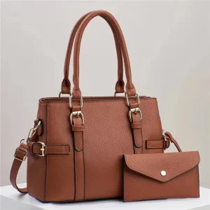 Bolso De Mano Cuadrado Marrón Estilo Clásico
