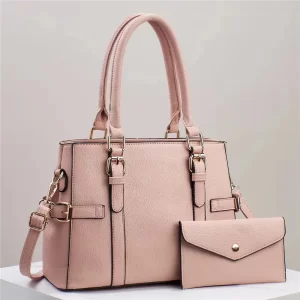 Bolso De Mano Cuadrado Rosa Estilo Clásico