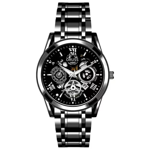 Reloj Hombre Negro Color Sólido Hebilla Plegable - Imagen 2