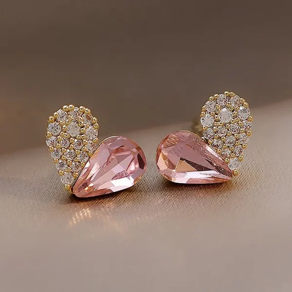 Pendientes de Corazón Brillo Plateado