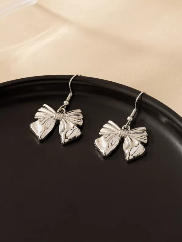Pendientes Plata Dulce Moño De Lazo Chapado En Oro