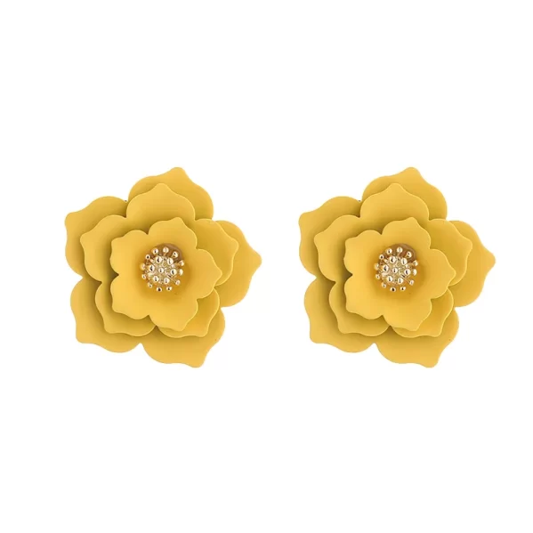 Pendientes Amarillo Flor Dulce Multicapa