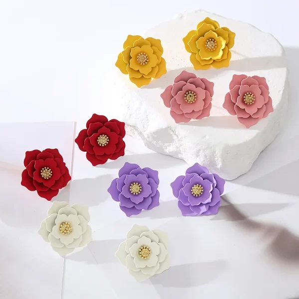 Pendientes Amarillo Flor Dulce Multicapa - Imagen 2