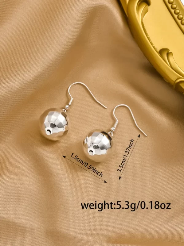 Pendientes Borla Plateada Caida De Gota - Imagen 2