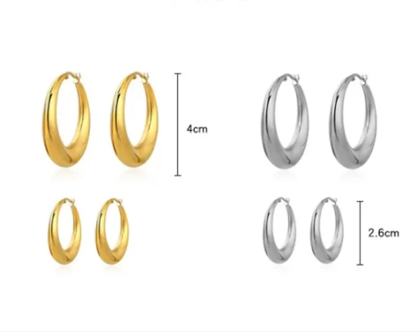 Pendientes De Aro Plata Acero Titanio Chapado En Oro De 18K - Imagen 3