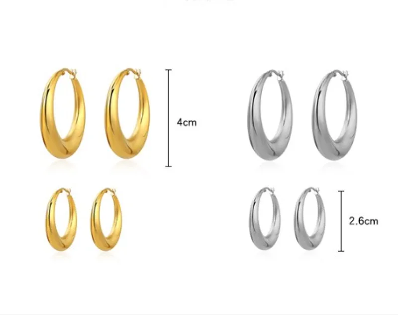 Pendientes De Aro Plata Acero Titanio Chapado En Oro De 18K - Imagen 3