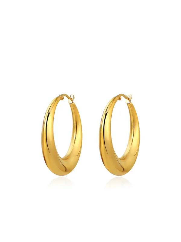 Pendientes De Aro Dorados Acero Titanio Chapado En Oro De 18K - Imagen 2