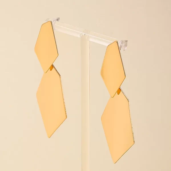 Pendientes Dorados Geometricos Caida Gota Aleación