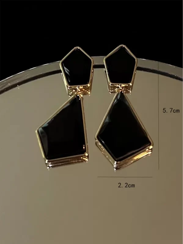 Pendientes Negro Retro Geométricos Caida De Gota - Imagen 2