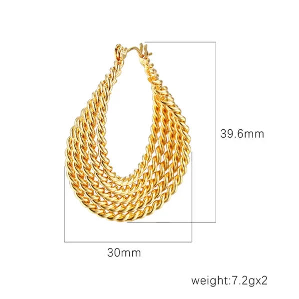 Pendientes Retro Cadena Plateada Chapados En Oro 18K - Imagen 2